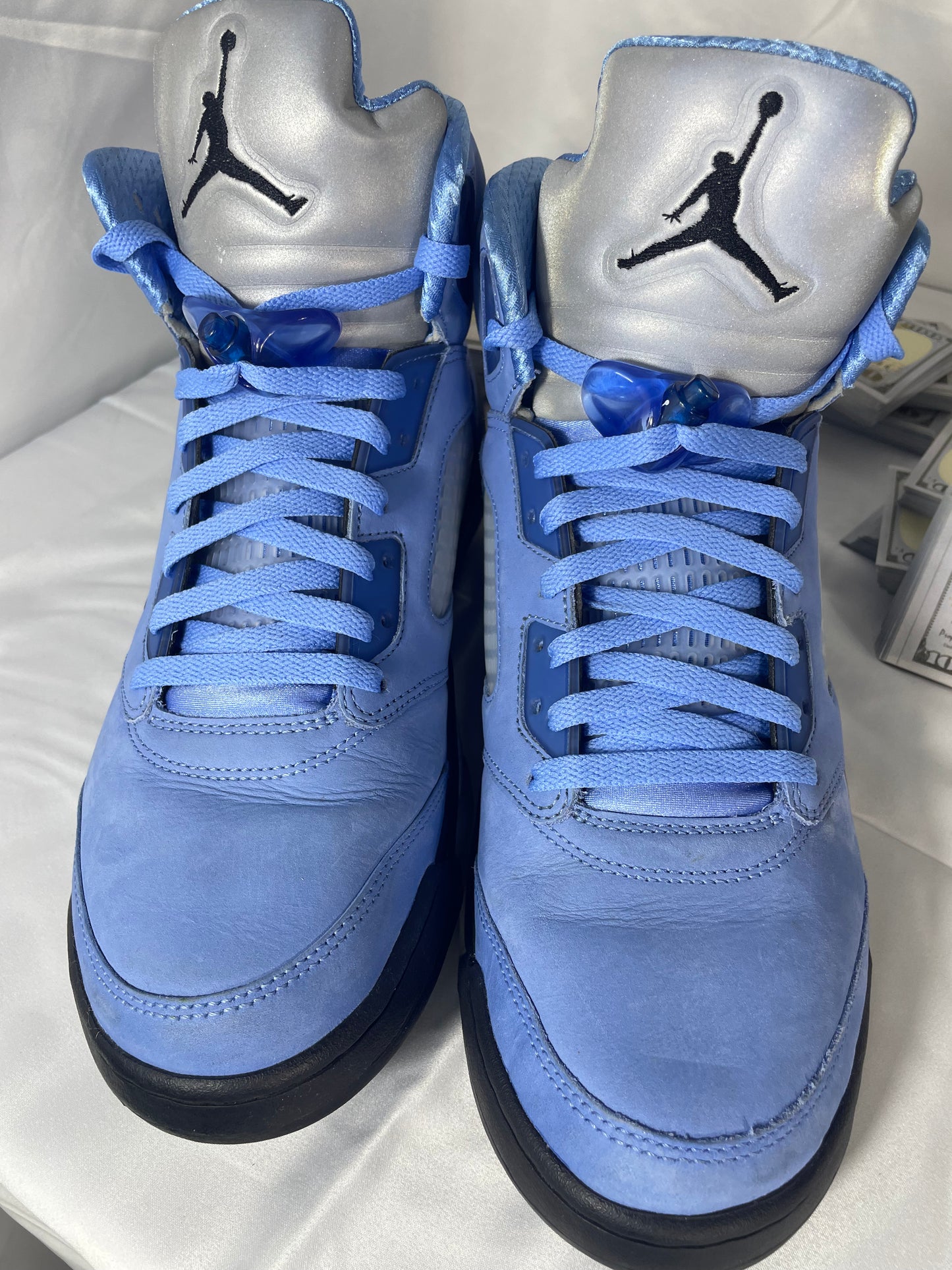 Size 12- Nike Air Jordan 5 Retro UNC University Blue - used/damaged box