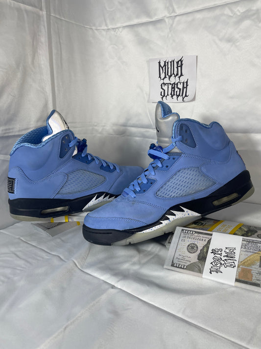 Size 12- Nike Air Jordan 5 Retro UNC University Blue - used/damaged box